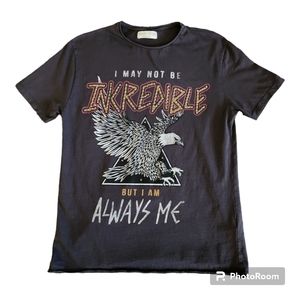 Zara Boys Collection Graphic Short Sleeve T-shirt Sz 11/12 Charcoal Gray Studded